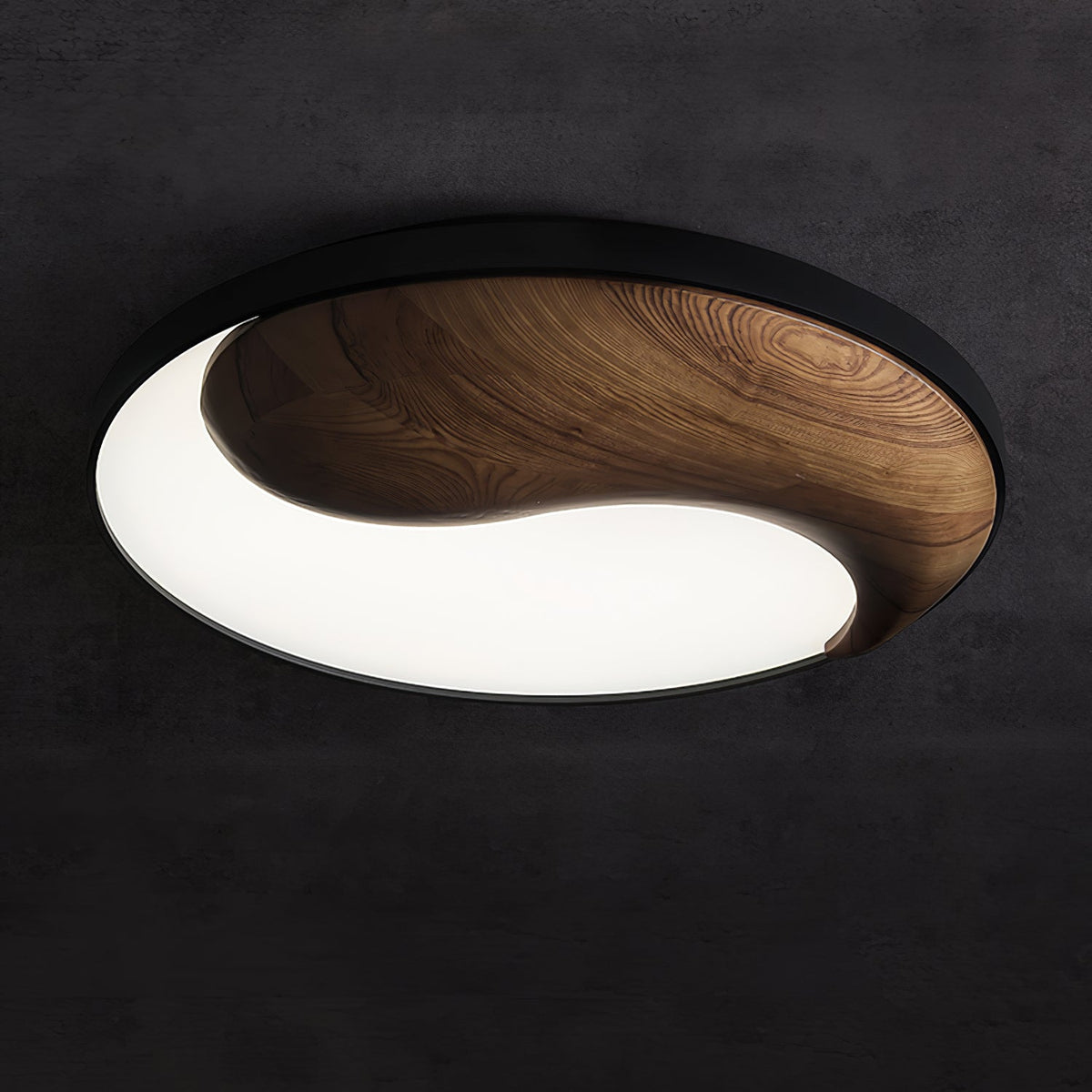 Taiyi Balance Natural Wood LED Flush Mount Ceiling Light, 25.6" Round