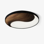 Taiyi Balance Natural Wood LED Flush Mount Ceiling Light, 25.6" Round