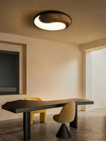 Taiyi Balance Natural Wood LED Flush Mount Ceiling Light, 25.6" Round