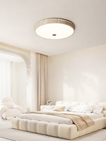 Talverra Travertine Flush Mount Ceiling Light, Modern Stone LED Lamp