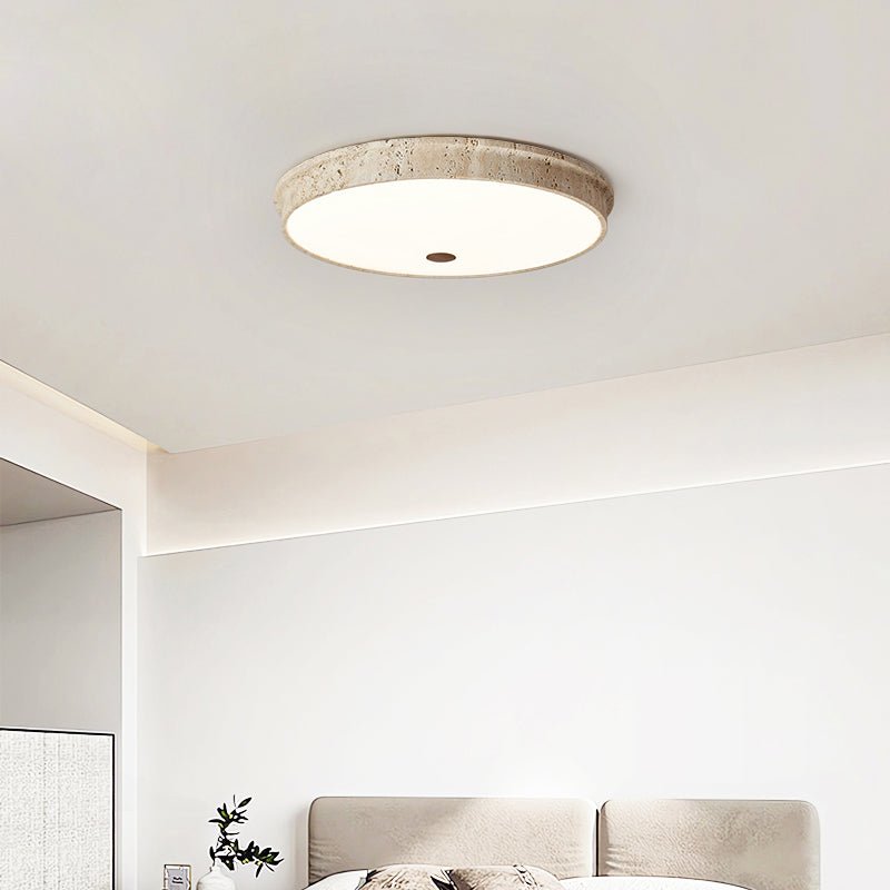 Talverra Travertine Flush Mount Ceiling Light, Modern Stone LED Lamp