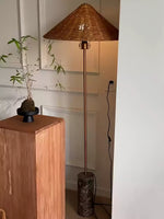 Tansu Rattan Floor Lamp with Marble Base – Modern Asian-Inspired Lighting for Living Room & Bedroom
