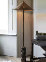 Tansu Rattan Floor Lamp with Marble Base – Modern Asian-Inspired Lighting for Living Room & Bedroom