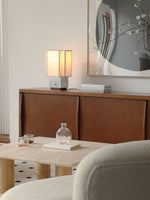 Tanu Stitch Table Lamp – Artisan Fabric Shade with Brushed Metal Base