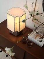 Tanu Stitch Table Lamp – Artisan Fabric Shade with Brushed Metal Base
