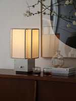 Tanu Stitch Table Lamp – Artisan Fabric Shade with Brushed Metal Base