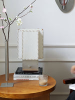 Tanu Stitch Table Lamp – Artisan Fabric Shade with Brushed Metal Base