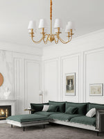Tapered Fabric Brass Chandelier