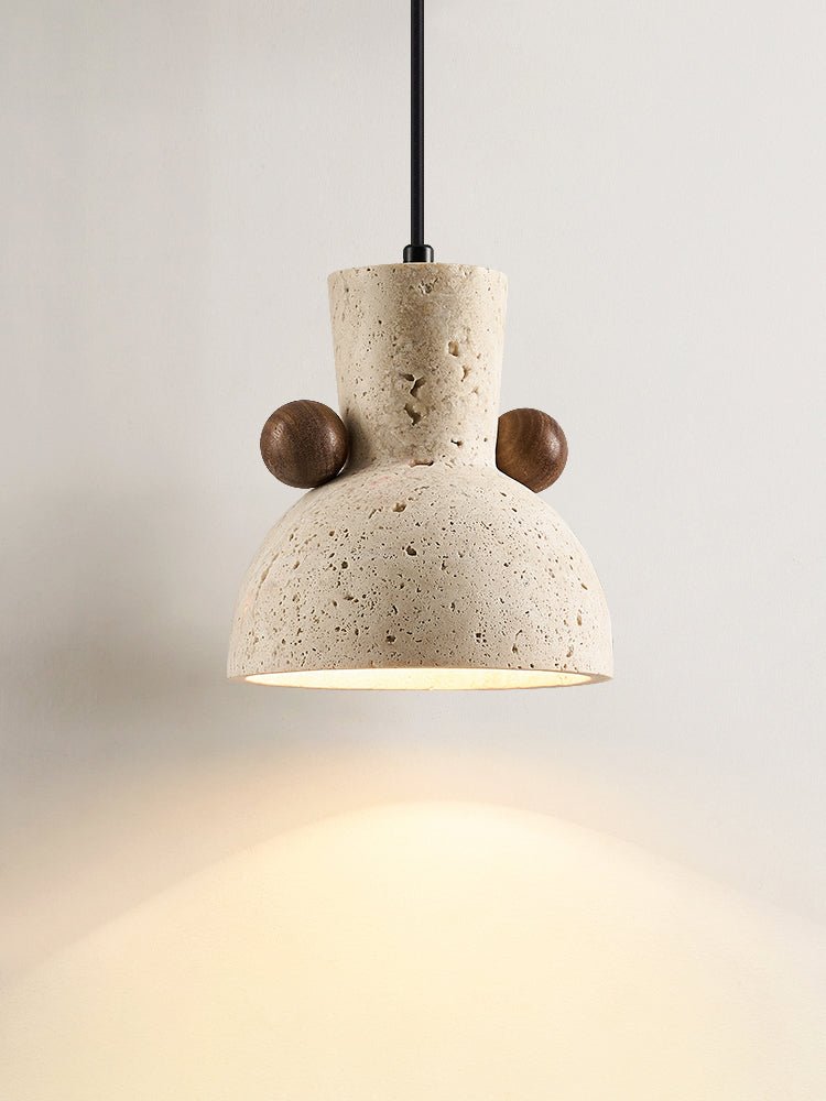Tavaro Pebble Pendant Light in Natural Travertine and Walnut