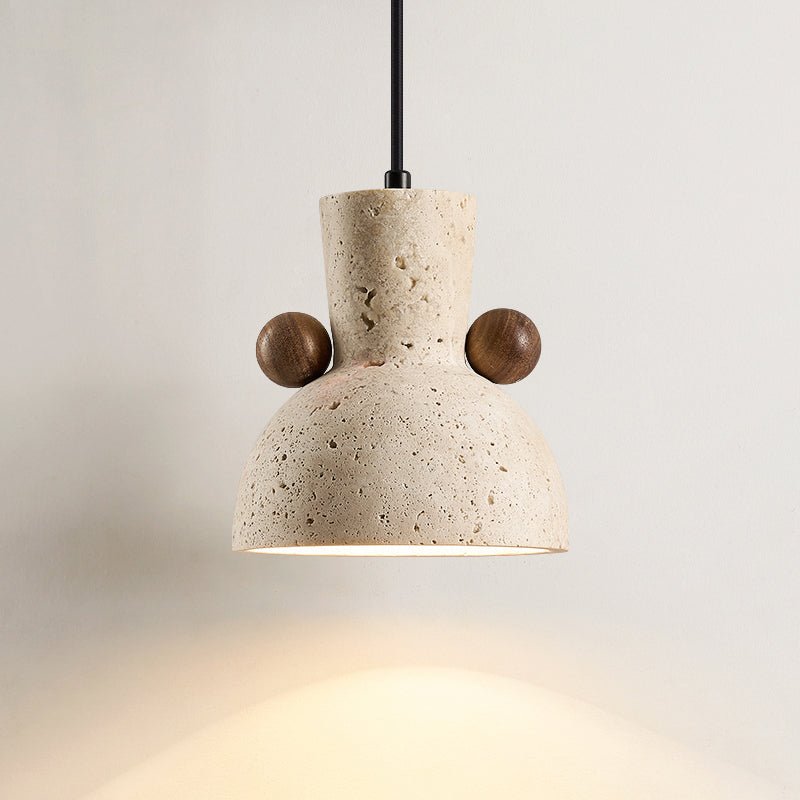 Tavaro Pebble Pendant Light in Natural Travertine and Walnut
