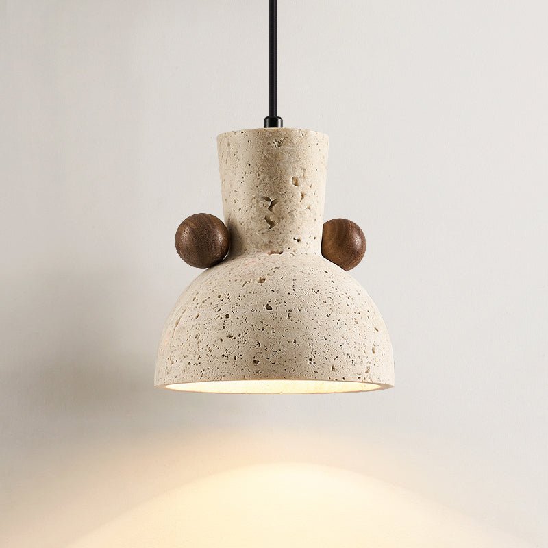 Tavaro Pebble Pendant Light in Natural Travertine and Walnut
