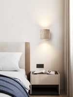 Tavian Travertine Wall Sconce in Natural Stone and Walnut