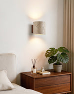 Tavian Travertine Wall Sconce in Natural Stone and Walnut