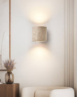 Tavian Travertine Wall Sconce in Natural Stone and Walnut