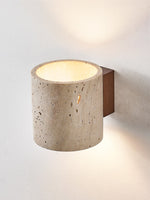 Tavian Travertine Wall Sconce in Natural Stone and Walnut