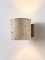 Tavian Travertine Wall Sconce in Natural Stone and Walnut