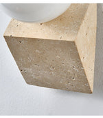 Tavian Orb Travertine Wall Sconce with Glass Globe