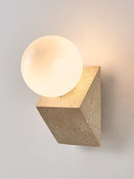 Tavian Orb Travertine Wall Sconce with Glass Globe