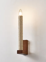 Tavian Travertine Candle Wall Sconce – Natural Stone & Wood