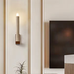 Tavian Travertine Candle Wall Sconce – Natural Stone & Wood