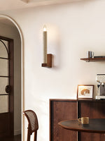 Tavian Travertine Candle Wall Sconce – Natural Stone & Wood