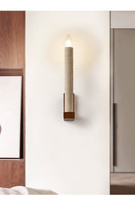 Tavian Travertine Candle Wall Sconce – Natural Stone & Wood