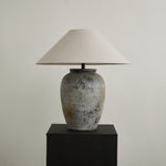 Tavira Aged Stone Ceramic Table Lamp with Natural Linen Shade