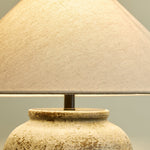 Tavira Aged Stone Ceramic Table Lamp with Natural Linen Shade