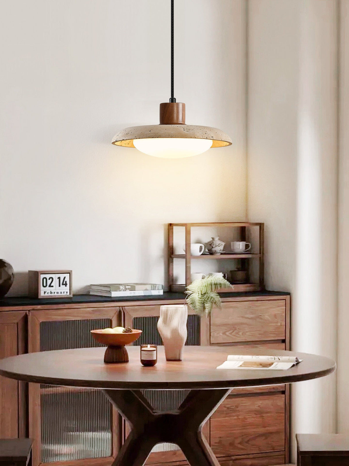 Tavola Travertine Pendant Light – Natural Stone LED Pendant for Dining & Kitchen