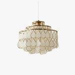 Teardrop Shell Chandelier in Gold Finish with Natural Shell Shades