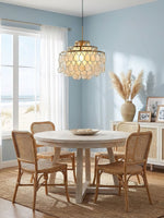 Teardrop Shell Chandelier in Gold Finish with Natural Shell Shades