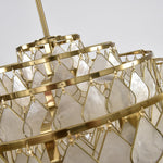 Teardrop Shell Chandelier in Gold Finish with Natural Shell Shades