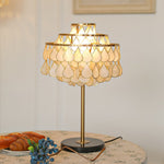 Teardrops Shell Table Lamp in Gold and Black Marble