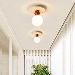 Telvian Ceiling Light in Yellow Travertine and Glass