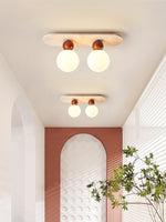 Telvian Ceiling Light in Yellow Travertine and Glass