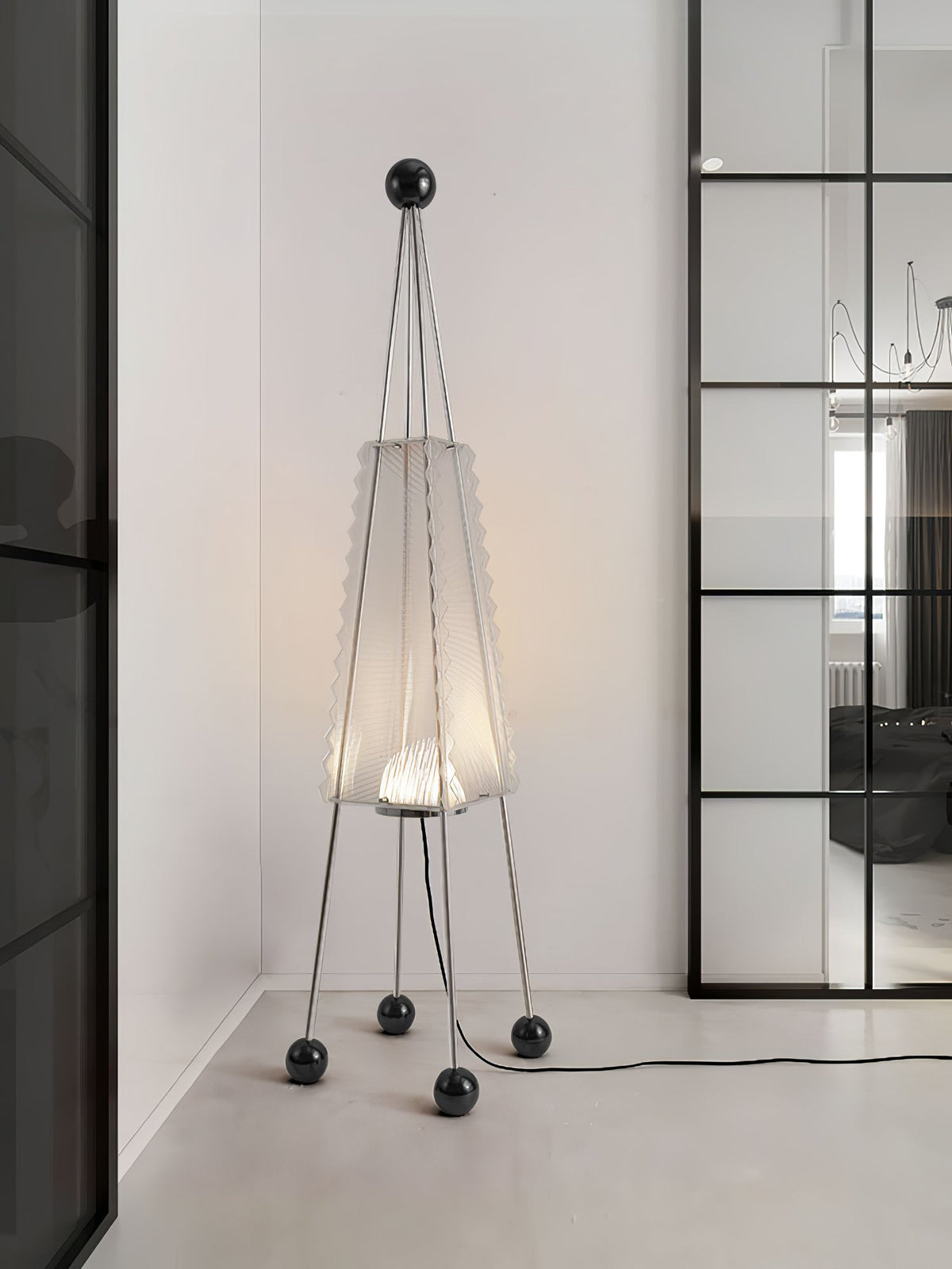Obelisk Mesh Floor Lamp – Modern Sculptural LED Floor Light for Living Room