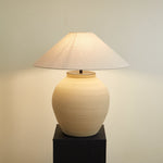 Tera Table Lamp in Terracotta and Linen – Modern Ceramic Table Light