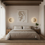 Terra Disc Travertine Wall Sconce with Integrated LED