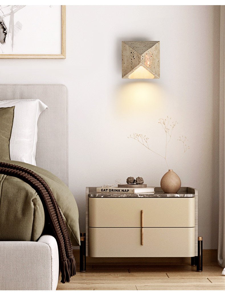 Terra Prism Wall Sconce in Yellow Travertine | Modern LED Wall Light