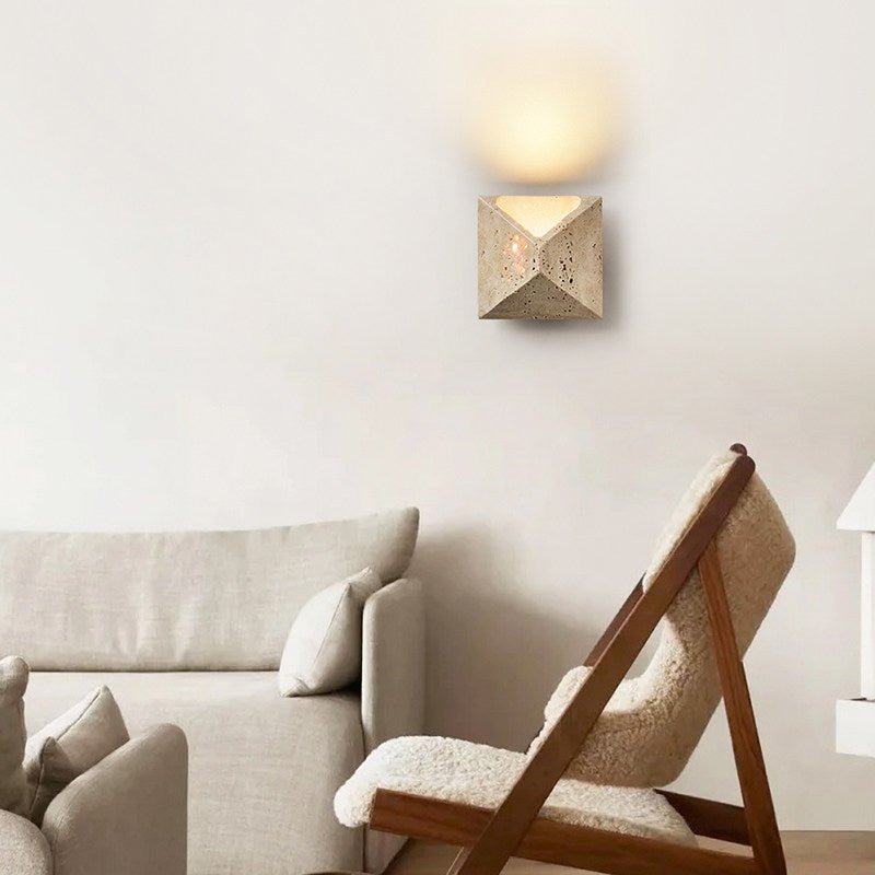 Terra Prism Wall Sconce in Yellow Travertine | Modern LED Wall Light