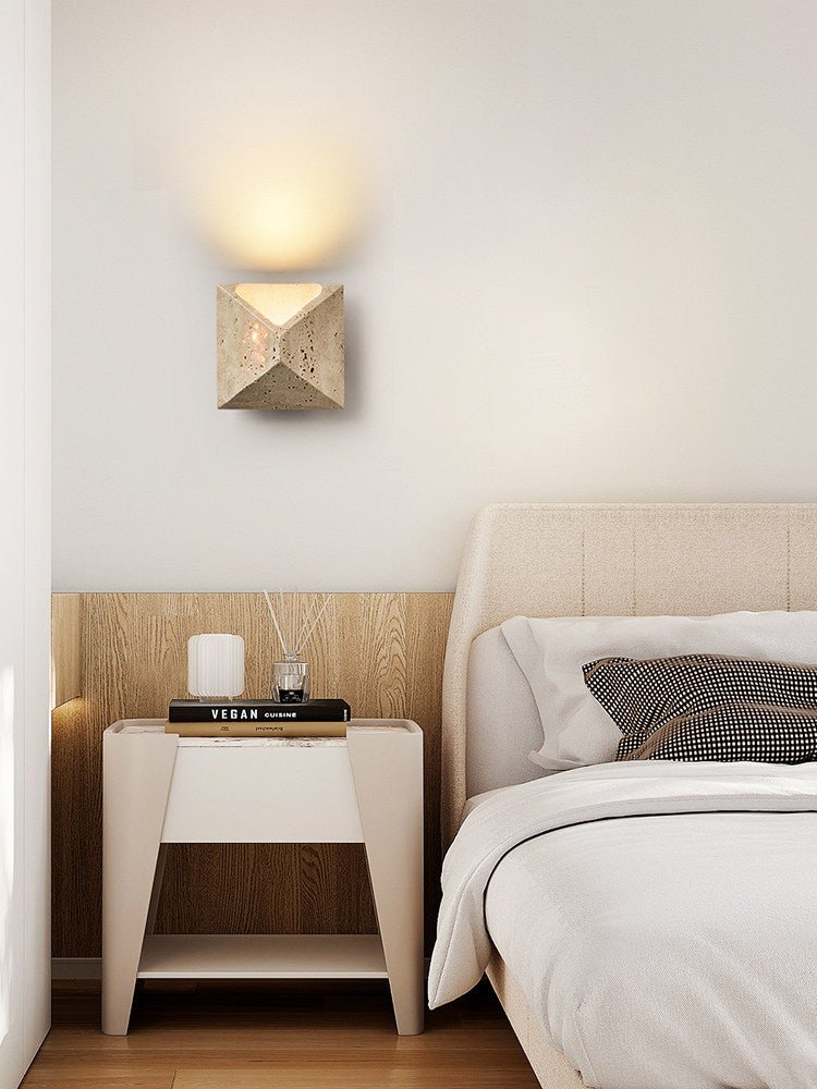 Terra Prism Wall Sconce in Yellow Travertine | Modern LED Wall Light