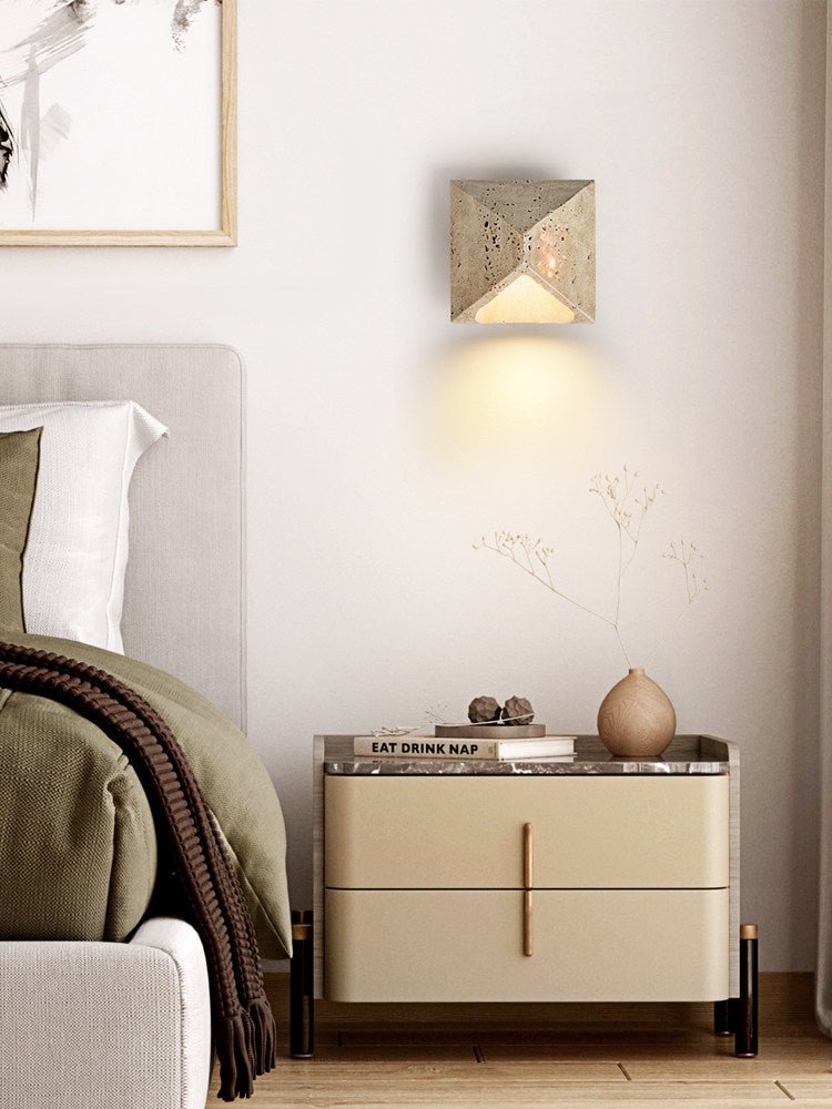 Terra Prism Wall Sconce in Yellow Travertine | Modern LED Wall Light