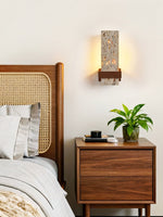 Terra Travertine Wall Sconce with Walnut Accent