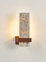 Terra Travertine Wall Sconce with Walnut Accent