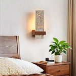 Terra Travertine Wall Sconce with Walnut Accent