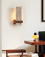 Terra Travertine Wall Sconce with Walnut Accent