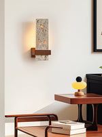 Terra Travertine Wall Sconce with Walnut Accent