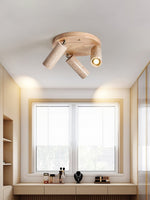 Terra Beam Ceiling Light in Travertine and Wood