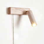 Terra Beam Wall Sconce with Travertine Shade and Wood Mount