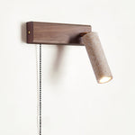 Terra Beam Wall Sconce with Travertine Shade and Wood Mount